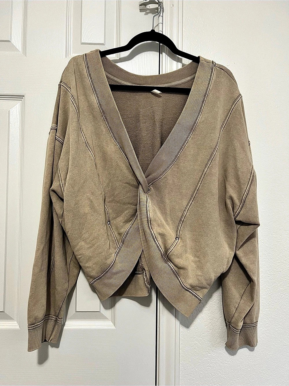 Free People FP Movement Reversible Twist Sweatshirt in Tan Size M